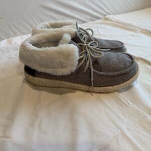 Hey Dude Britt Charcoal Faux Fur Lined Lace-Up shoes